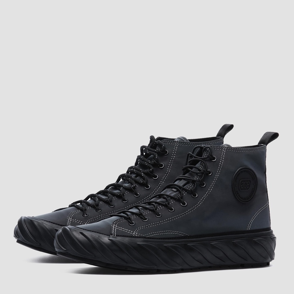 AGE Men’s Dark Gray/Black Reflective Aurora High-Top Sneakers Size 8 US